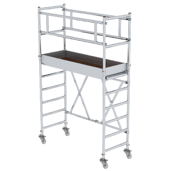 Échafaudage pliant 0,75 x 1,80 m plate-forme, 3,80 m de hauteur de travail-Leggi tutto