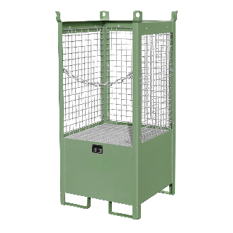 Bauer Fass-Stapelpalette FSP-1 D, Drahtgitterwände, Resedagrün-Beschreibung lesen