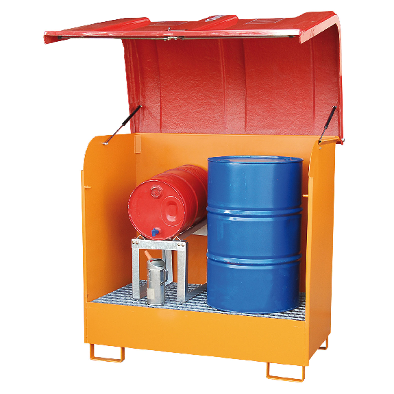 Bauer Gefahrstoff-Depot GD-B für Außenbereich mit Spritzschutzwand und GFK-Haube, Gelborange Bauer Gefahrstoff-Depot GD-B für Außenbereich mit Spritzschutzwand und GFK-Haube, Gelborange-Beschreibung lesen