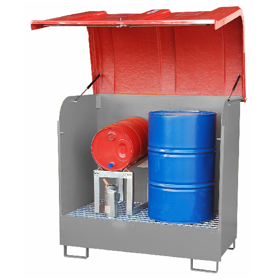 Bauer Gefahrstoff-Depot GD-B für Außenbereich mit Spritzschutzwand und GFK-Haube, Mausgrau Bauer Gefahrstoff-Depot GD-B für Außenbereich mit Spritzschutzwand und GFK-Haube, Mausgrau-Beschreibung lesen