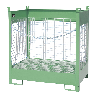 Bauer Fass-Stapelpalette FSP-2 D, Drahtgitterwände, Resedagrün-Beschreibung lesen