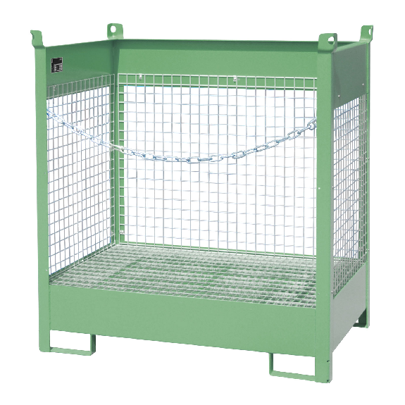 Bauer Fass-Stapelpalette FSP-2 D, Drahtgitterwände, Resedagrün-Beschreibung lesen