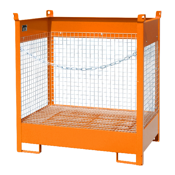 Bauer Fass-Stapelpalette FSP-2 D, Drahtgitterwände, Gelborange-Beschreibung lesen