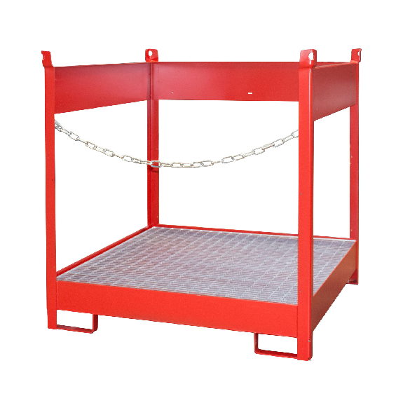 Bauer Fass-Stapelpalette FSP-4, seitlich offen, Feuerrot-Beschreibung lesen