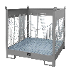 Bauer Fass-Stapelpalette FSP-4 D, Drahtgitterwände, Mausgrau