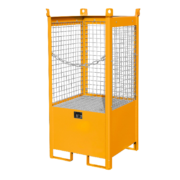 Bauer Fass-Stapelpalette FSP-1 D, Drahtgitterwände, Gelborange-Beschreibung lesen