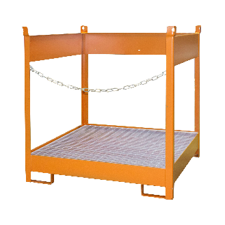 Bauer Fass-Stapelpalette FSP-4, seitlich offen, Gelborange-Beschreibung lesen