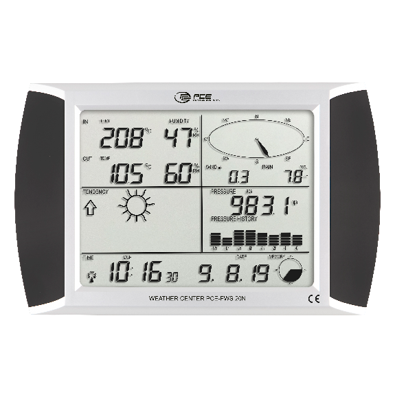 PCE Instruments Wetterstation PCE-FWS 20N-2 |3 Displays |Innentemperatur in Celsius oder Fahrenheit |Innenluftfeuchte-Beschreibung lesen