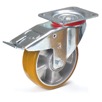 Fetra Polyurethan Lenkrolle mit Feststeller, 160x50 mm Radgröße-Beschreibung lesen