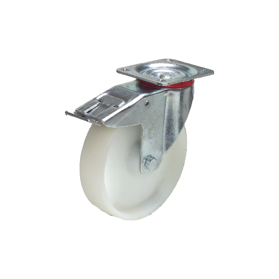 Roulette pivotante en polyamide Fetra avec frein, dimensions de roue 200x50 mm-Lire la description