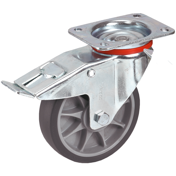 Roulette pivotante Fetra TPE avec frein, dimensions de roue 160x40 mm-Leggi tutto
