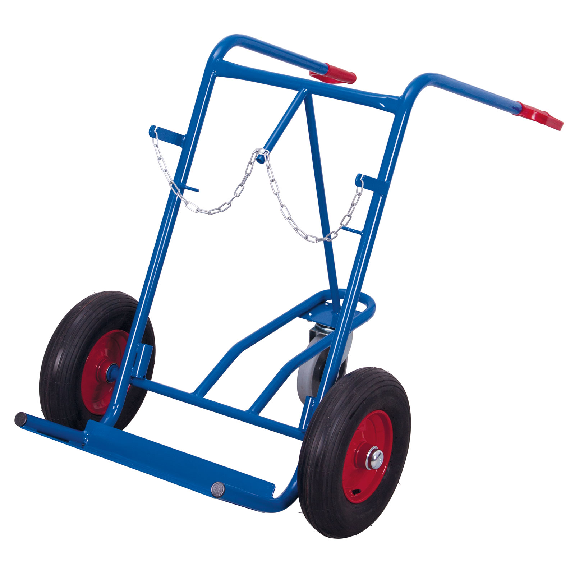 Chariot de bouteille en acier de 200 kg pour 2 bouteilles un 40 à 50 litres avec des pneus d'air de roue de support-Leggi tutto