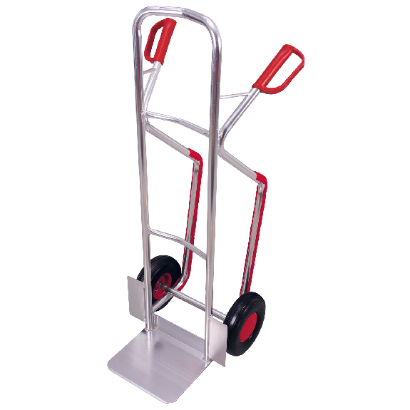 VARIOfit Aluminiumkarre 200kg Tragkraft Kunststoffgleitkufen mit gebogenen Querstreben pannensichere Bereifung-Beschreibung lesen