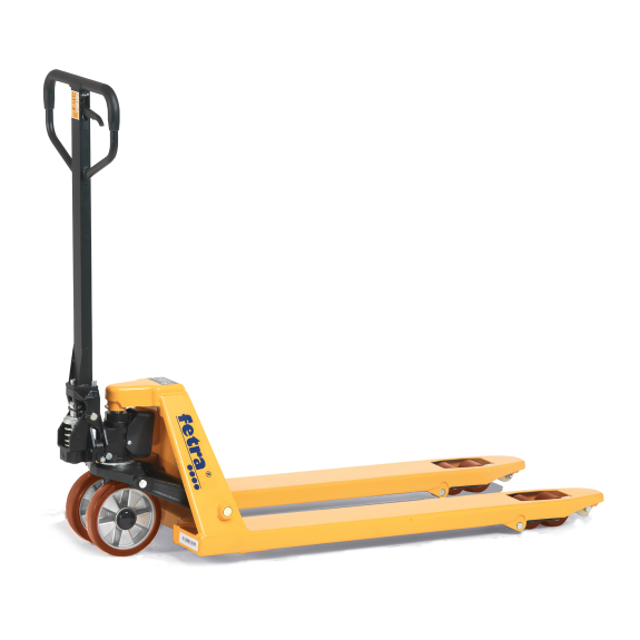Transpalette Fetra, fourche de 1 150 mm de longueur, roues directrices en caoutchouc massif avec galets de fourche en polyuréthane-Leggi tutto