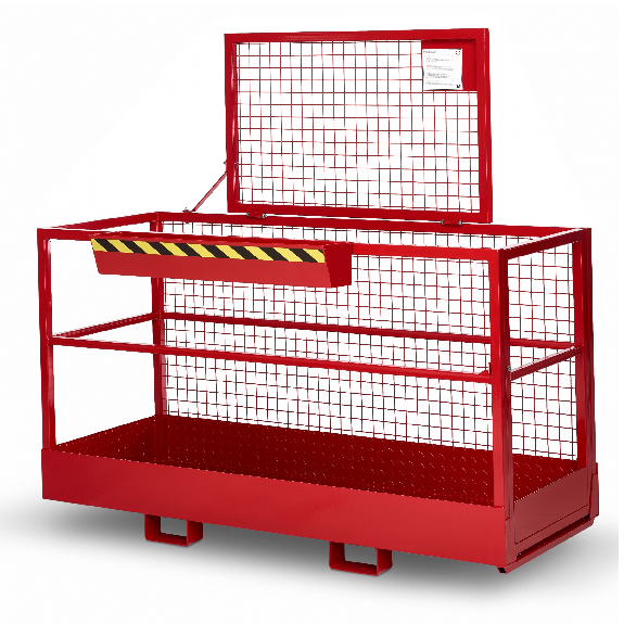 R+R Industrietechnik Arbeitskorb Typ RAK-Big 2000x800x1910mm RAL 3000 Feuerrot-Beschreibung lesen