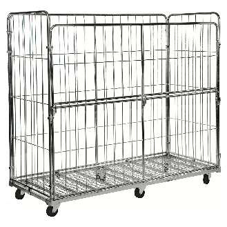 Kongamek Rollcontainer verzinkt 2000x800x1800mm mit 4 Gitterwänden vorne halb zu öffnen mit Bremse-Beschreibung lesen