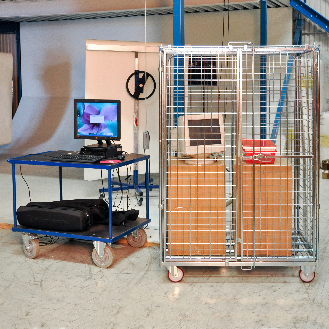Kongamek Sicherheitscontainer 1200x800x1870mm verzinkt mit Gitterboden, 4 Gitterwänden, Tür ohne Bremse-Beschreibung lesen