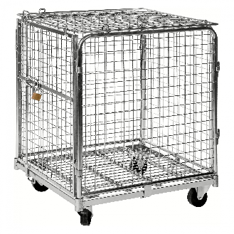 Kongamek Sicherheitscontainer 720x830x1000mm verzinkt mit Gitterboden, 4 Gitterwänden und Tür ohne Bremse-Beschreibung lesen