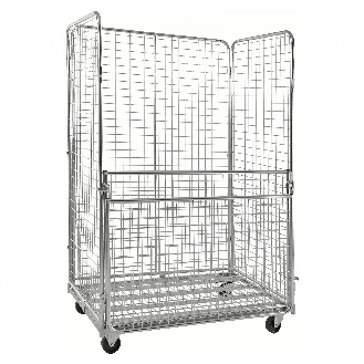Kongamek Rollcontainer verzinkt 1200x800x1800mm mit 4 Gitterwänden 50x50mm vorne halb zu öffnen ohne Bremse-Beschreibung lesen