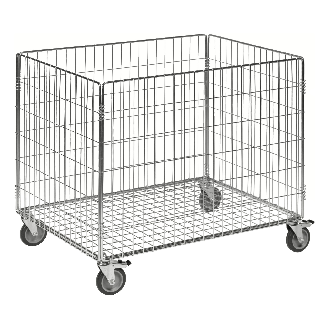 Kongamek Gitterwagen, offen 830x630x735mm 60kg Tragkraft Gummibereifung Ø100mm mit Bremse-Beschreibung lesen