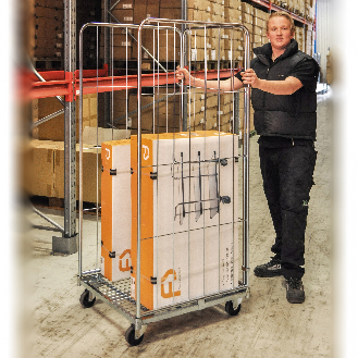 Kongamek Rollcontainer verzinkt 1200x800x1800mm mit 3 Gitterwänden mit Bremse-Beschreibung lesen
