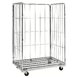 Kongamek Rollcontainer verzinkt 1200x800x1800mm mit 3 Gitterwänden mit Bremse-Beschreibung lesen