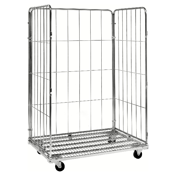 Kongamek Rollcontainer verzinkt 1200x800x1800mm mit 3 Gitterwänden mit Bremse-Beschreibung lesen