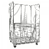 Kongamek Rollcontainer verzinkt 1200x800x1800mm mit 4 Gitterwänden 50x50mm vorne halb zu öffnen mit Bremse