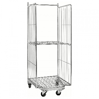 Kongamek Rollcontainer verzinkt 800x730x1910mm stapelbar mit Gitterboden und 2 Gitterwänden mit Bremse-Beschreibung lesen