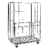 Kongamek Rollcontainer verzinkt 1200x800x1800mm mit 4 Gitterwänden vorne halb zu öffnen mit Bremse