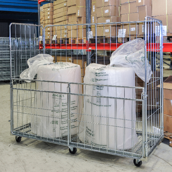 Kongamek Rollcontainer verzinkt 1200x800x1800mm mit 4 Gitterwänden vorne halb zu öffnen mit Bremse-Beschreibung lesen