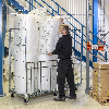 Kongamek Rollcontainer verzinkt 1200x800x1800mm mit 4 Gitterwänden vorne halb zu öffnen mit Bremse