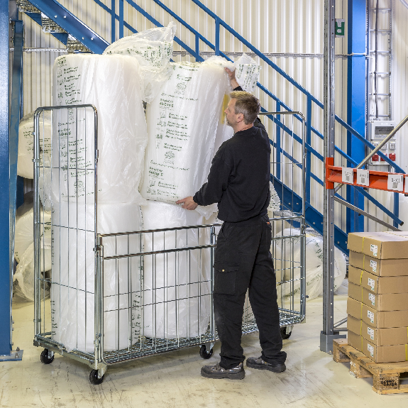 Kongamek Rollcontainer verzinkt 1200x800x1800mm mit 4 Gitterwänden vorne halb zu öffnen mit Bremse-Beschreibung lesen