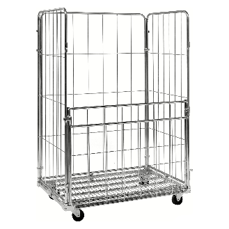 Kongamek Rollcontainer verzinkt 1200x800x1800mm mit 4 Gitterwänden vorne halb zu öffnen mit Bremse-Beschreibung lesen