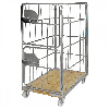 Kongamek Rollcontainer verzinkt 1200x750x1700mm mit Holzboden, 4 Gitterwänden 100x380mm und 2 halb öffnende Türen und Bremse