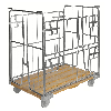 Kongamek Rollcontainer verzinkt 1200x800x1420mm mit Holzboden, 4 Gitterwänden und 1 Tür in der Hälfte zu öffnen ohne Bremse