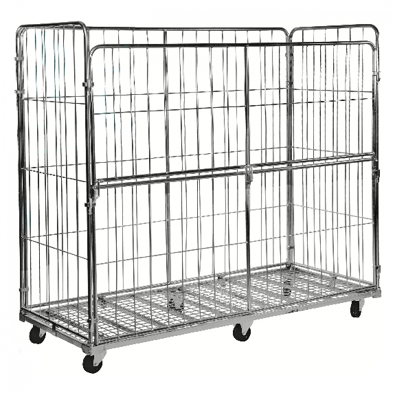 Kongamek Rollcontainer verzinkt 2000x800x1800mm mit 4 Gitterwänden vorne halb zu öffnen ohne Bremse-Beschreibung lesen