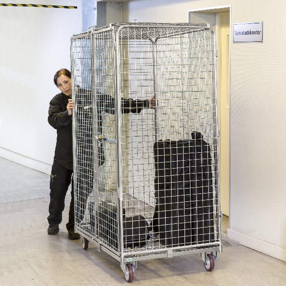 Kongamek Sicherheitscontainer 1200x800x1870mm verzinkt mit Gitterboden, 4 Gitterwänden, Tür und Bremse Kongamek Sicherheitscontainer 1200x800x1870mm verzinkt mit Gitterboden, 4 Gitterwänden, Tür und Bremse-Beschreibung lesen