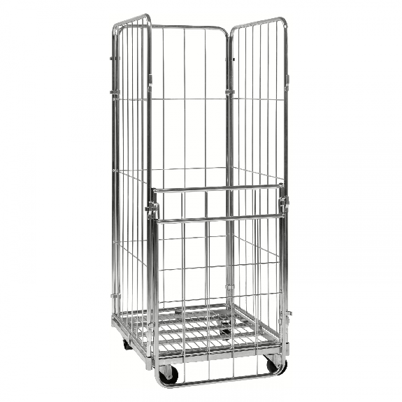 Kongamek Rollcontainer verzinkt 720x800x1800mm mit 4 Gitterwänden vorne halb zu öffnen ohne Bremse-Beschreibung lesen