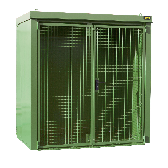 Gasflaschen-Container GFC-B M1, Resedagrün für 28x Gasflaschen Ø 230 mm-Beschreibung lesen