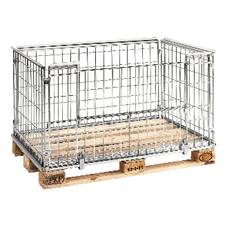 Palettencontainer verzinkt 1020mm hoch vorne halb zu öffnen passend zu Europaletten 1200x800mm-Beschreibung lesen