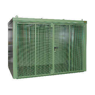 Bauer Gasflaschen-Container GFC-B M5, Resedagrün für 96x Gasflaschen Ø 230 mm-Beschreibung lesen