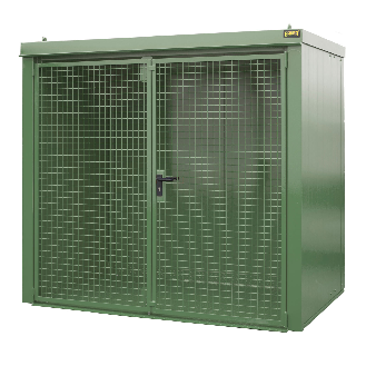Gasflaschen-Container GFC-B M3, Resedagrün für 45x Gasflaschen Ø 230 mm-Beschreibung lesen