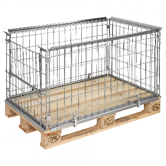Kongamek Palettencontainer verzinkt 870mm hoch seitlich halbzu öffnen passend zu Europaletten 1200x800mm-Beschreibung lesen