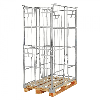 Palettencontainer verzinkt 1800mm hoch, seitlich halb zu öffnen passend zu Europaletten 1200x800mm-Beschreibung lesen