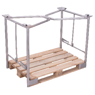 VARIOfit Palettenaufsatz Typ 65k mit Klemmvorrichtung aus verzinktem Stahl 1200x800mm Maße, 1600mm Höhe-Beschreibung lesen