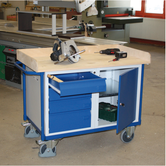 VARIOfit Werkstattwagen mit 4 Schubladen, Schrank und Ladefläche 1125x630mm-Beschreibung lesen