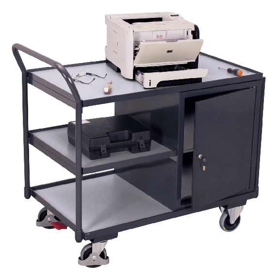 VARIOfit ESD Werkstattwagen mit gebogenen Schiebegriff und 2 Ladeflächen 985x590mm-Beschreibung lesen
