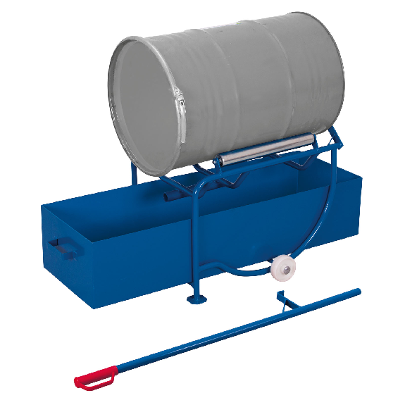 VARIOfit Fasskipper 250kg Traglast Fassauflage mit 2 Stahlrollen und Auffangwanne-Beschreibung lesen
