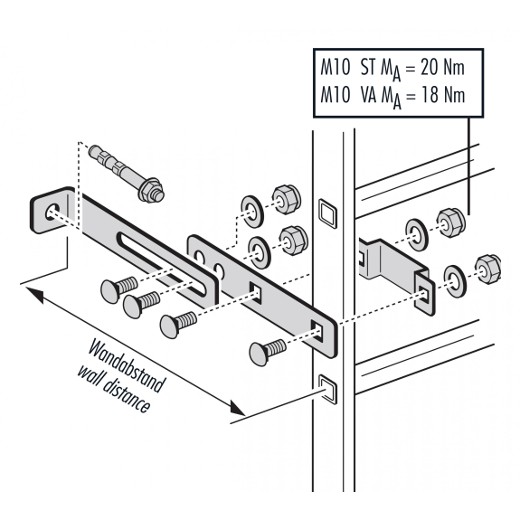 Hailo Wandhalter für Steigleitern Typ ALO 72,25mm Holm Edelstahl/Stahl 300-430mm, verstellbar-Beschreibung lesen